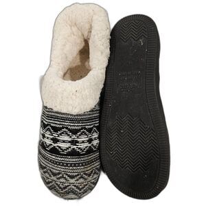 MUK LUKS Knit Memory Foam Fuzzy House Slippers Anti-Skid Rubber Sole Sz L (9-10)